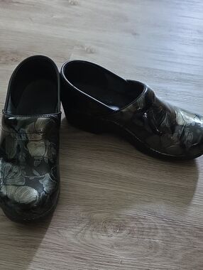 DANSKO Black Floral Slip-On Clogs for Women